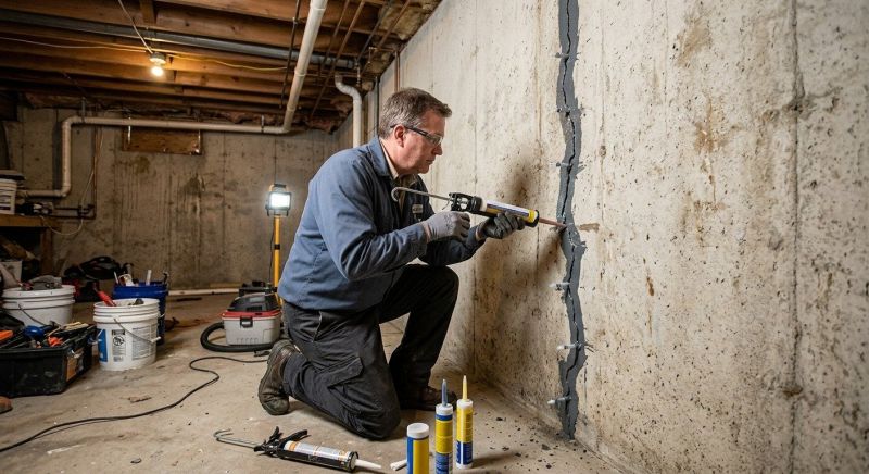 Basement Crack Repair in Moultonborough, NH