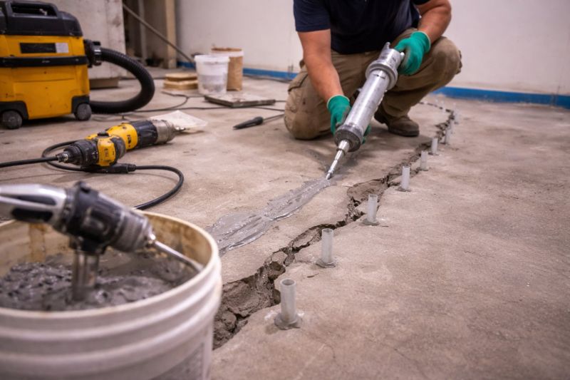 Cracked Basement Floor Repair in Moultonborough, NH